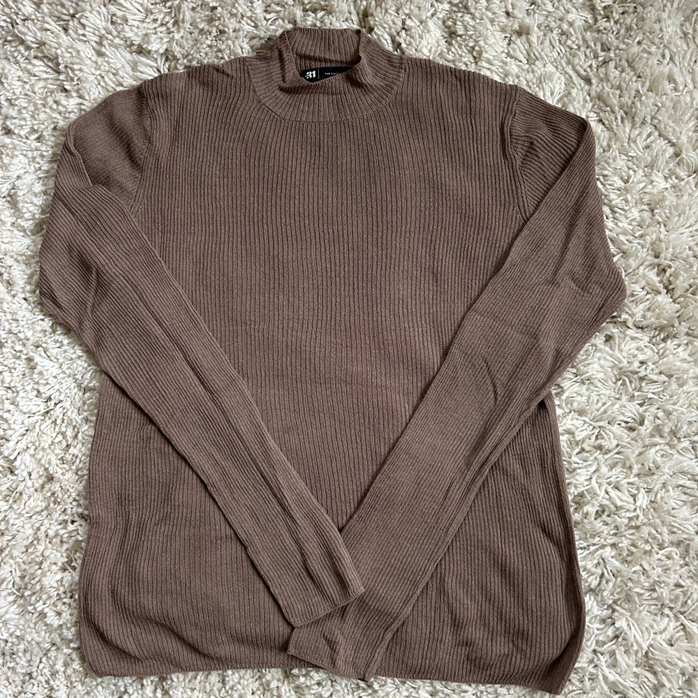 Simons mock-neck ribbed sweater